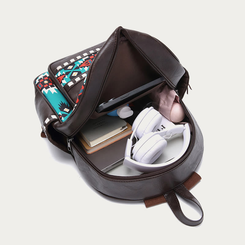 Kleiner Rucksack aus veganem Leder für Damen, Boho-Rucksack mit Quaste, Reise-Tagesrucksack