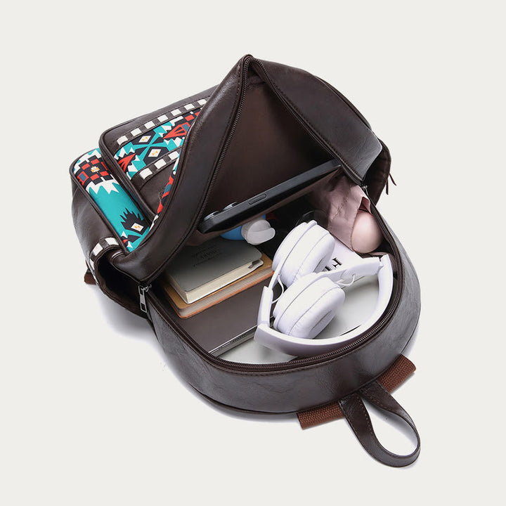 Kleiner Rucksack aus veganem Leder für Damen, Boho-Rucksack mit Quaste, Reise-Tagesrucksack