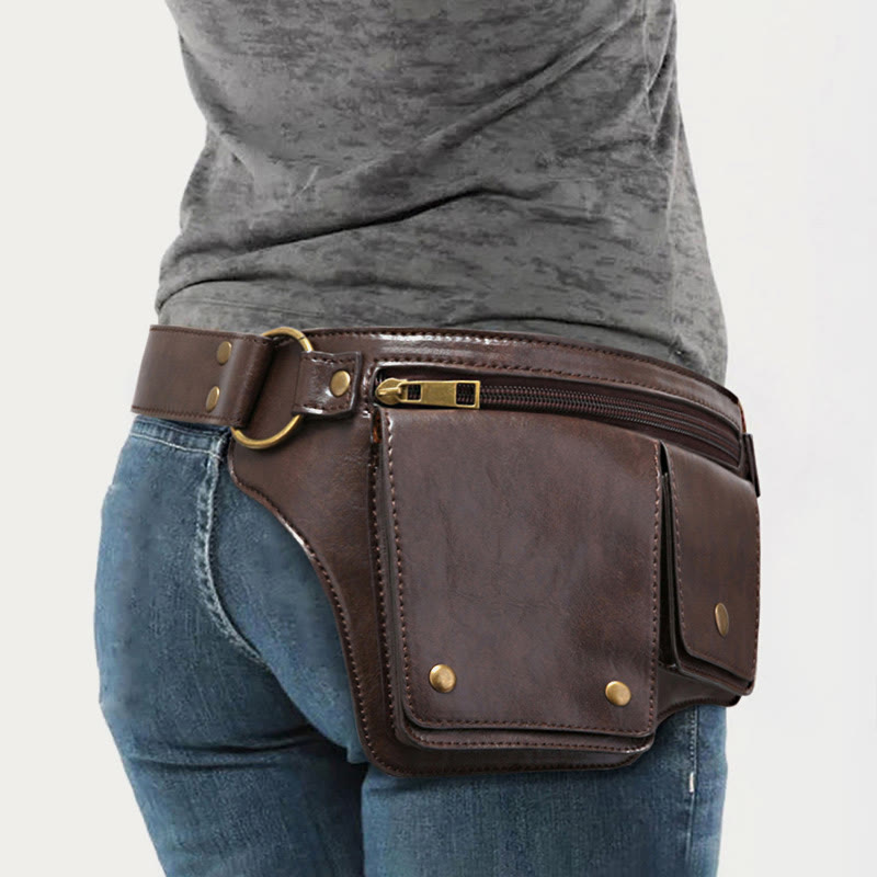 Retro-Gürteltasche aus veganem Leder, Reise-Tagesrucksack, Geldbörse für den täglichen Gebrauch