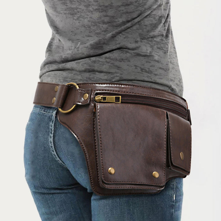 Retro-Gürteltasche aus veganem Leder, Reise-Tagesrucksack, Geldbörse für den täglichen Gebrauch