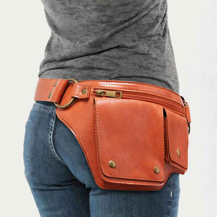 Retro-Gürteltasche aus veganem Leder, Reise-Tagesrucksack, Geldbörse für den täglichen Gebrauch