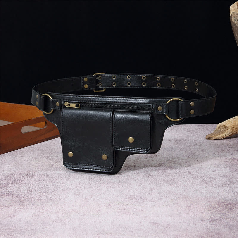 Retro-Gürteltasche aus veganem Leder, Reise-Tagesrucksack, Geldbörse für den täglichen Gebrauch