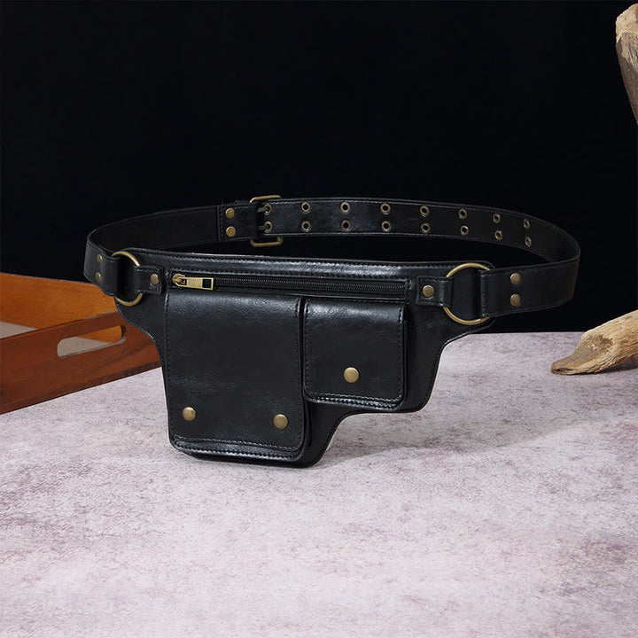 Retro-Gürteltasche aus veganem Leder, Reise-Tagesrucksack, Geldbörse für den täglichen Gebrauch