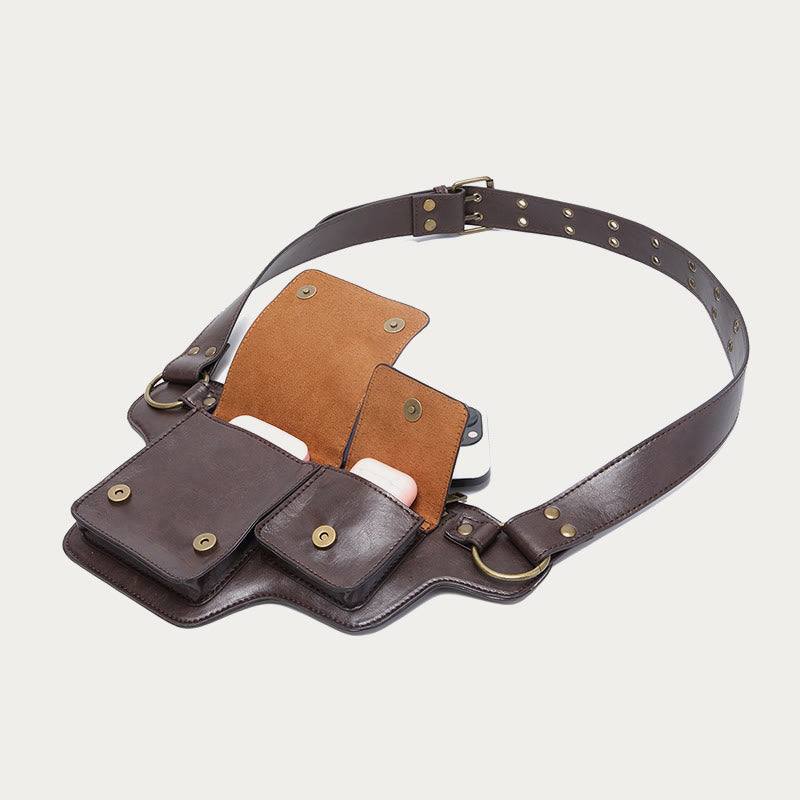 Retro-Gürteltasche aus veganem Leder, Reise-Tagesrucksack, Geldbörse für den täglichen Gebrauch