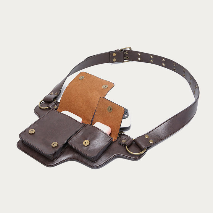 Retro-Gürteltasche aus veganem Leder, Reise-Tagesrucksack, Geldbörse für den täglichen Gebrauch