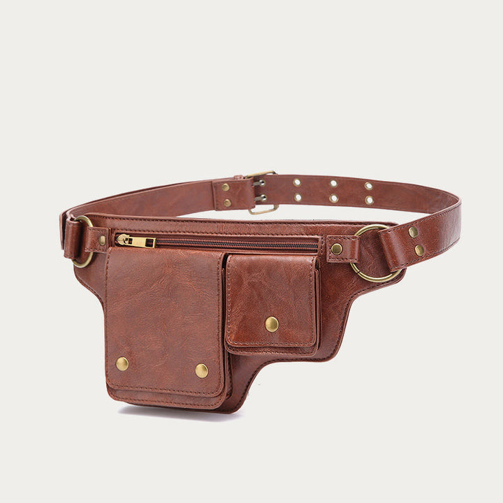 Retro-Gürteltasche aus veganem Leder, Reise-Tagesrucksack, Geldbörse für den täglichen Gebrauch