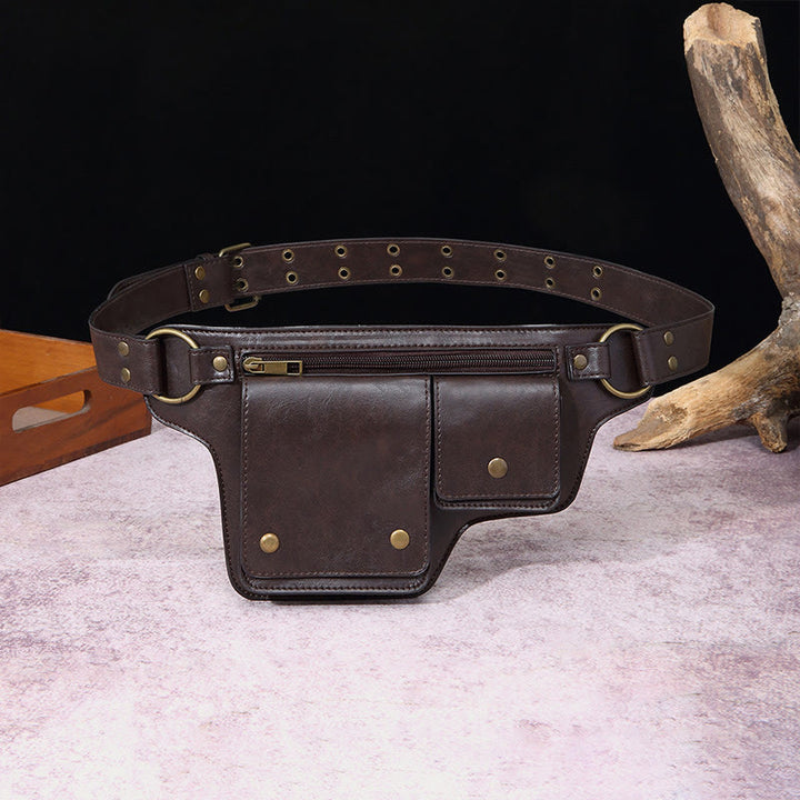 Retro-Gürteltasche aus veganem Leder, Reise-Tagesrucksack, Geldbörse für den täglichen Gebrauch