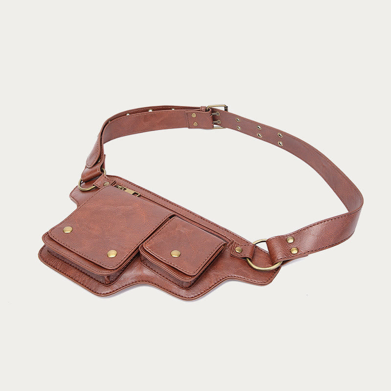 Retro-Gürteltasche aus veganem Leder, Reise-Tagesrucksack, Geldbörse für den täglichen Gebrauch