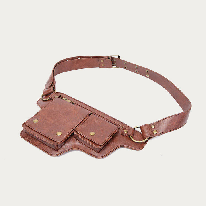 Retro-Gürteltasche aus veganem Leder, Reise-Tagesrucksack, Geldbörse für den täglichen Gebrauch