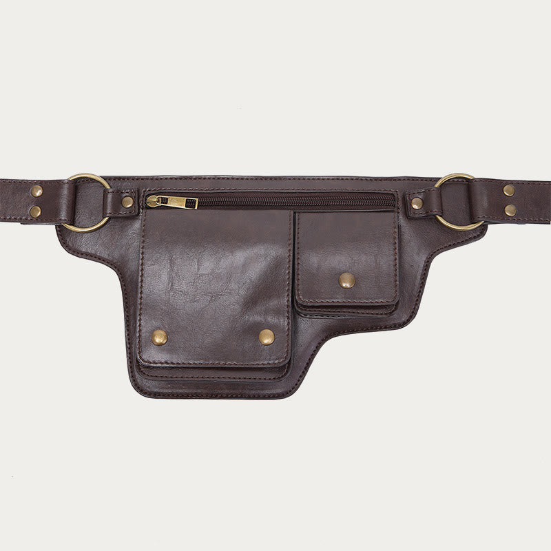 Retro-Gürteltasche aus veganem Leder, Reise-Tagesrucksack, Geldbörse für den täglichen Gebrauch