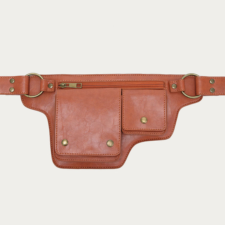 Retro-Gürteltasche aus veganem Leder, Reise-Tagesrucksack, Geldbörse für den täglichen Gebrauch