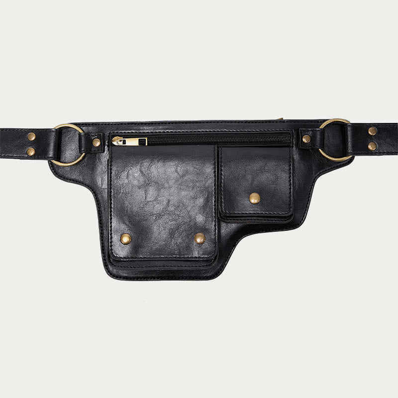 Retro-Gürteltasche aus veganem Leder, Reise-Tagesrucksack, Geldbörse für den täglichen Gebrauch