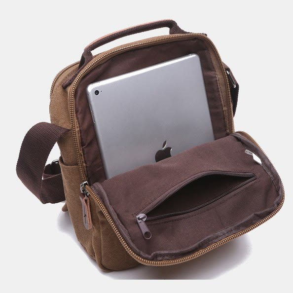 Retro Canvas Messenger Bag Multifunktionale Business Umhängetasche für Herren