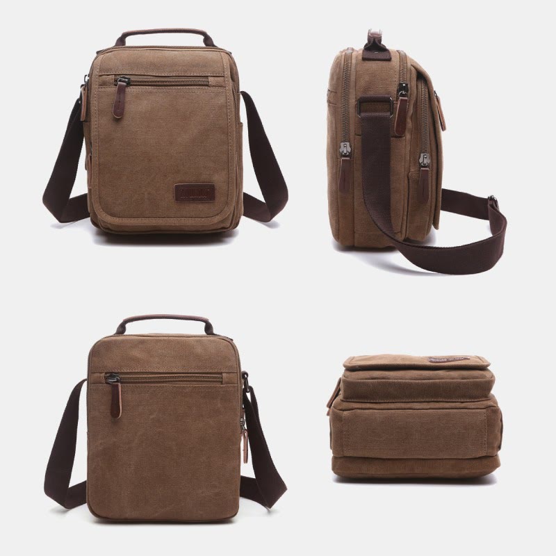 Retro Canvas Messenger Bag Multifunktionale Business Umhängetasche für Herren