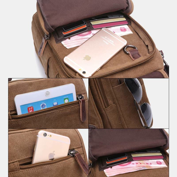 Retro Canvas Messenger Bag Multifunktionale Business Umhängetasche für Herren