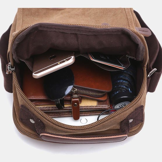 Retro Canvas Messenger Bag Multifunktionale Business Umhängetasche für Herren