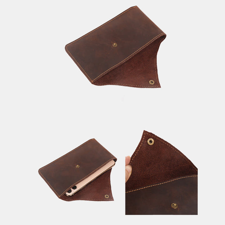 Horizontale magnetische Telefon-Gürteltasche aus Leder