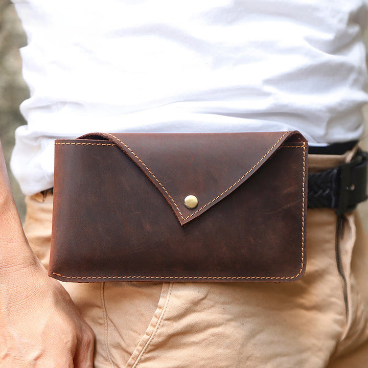 Horizontale magnetische Telefon-Gürteltasche aus Leder