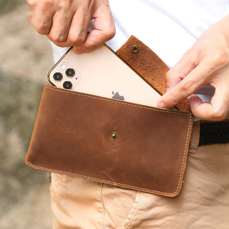 Horizontale magnetische Telefon-Gürteltasche aus Leder