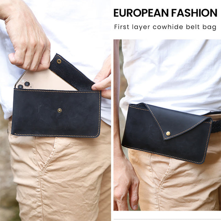Horizontale magnetische Telefon-Gürteltasche aus Leder
