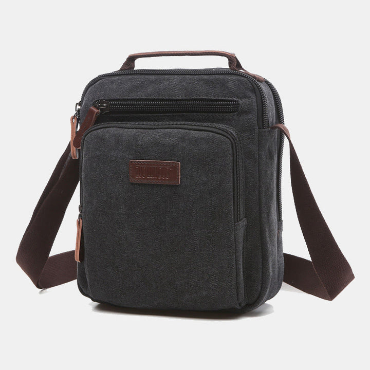 Kleine, strapazierfähige Umhängetasche aus Canvas für Männer, mehrere Taschen, wasserdichte Geldbörse