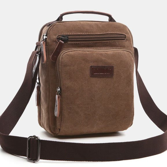 Kleine, strapazierfähige Umhängetasche aus Canvas für Männer, mehrere Taschen, wasserdichte Geldbörse