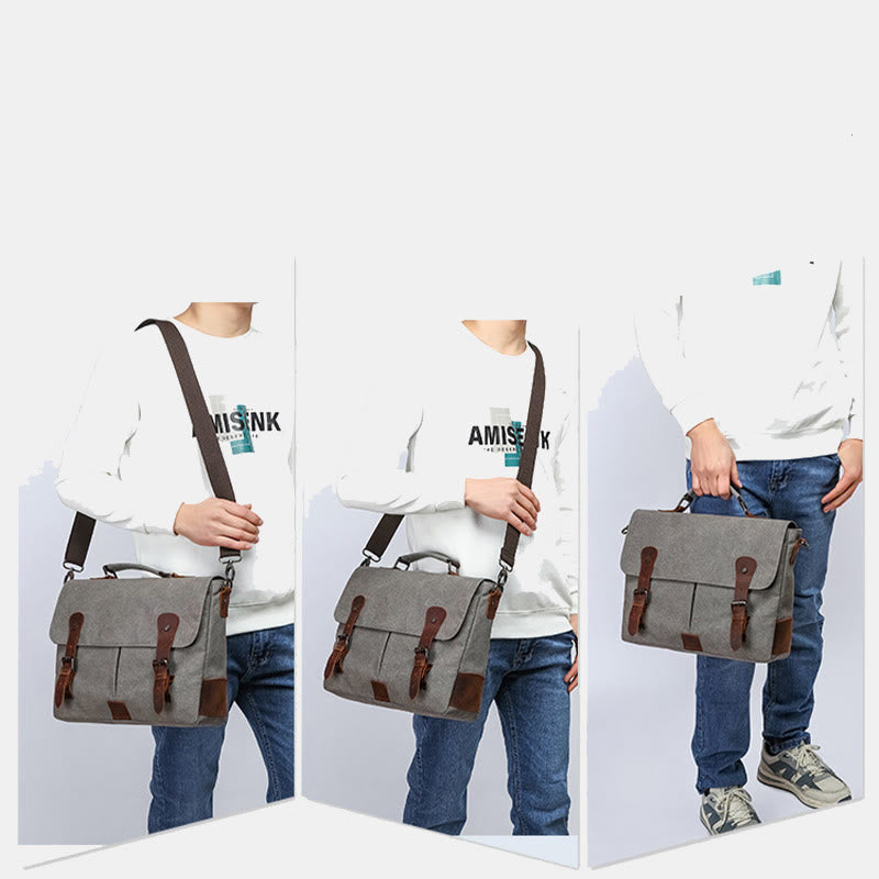 Canvas Messenger Bag 13 Zoll Laptop Schultertasche Crossbody Geldbörse