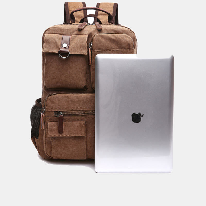 Retro-Rucksack mit mehreren Taschen, Schultasche, Büchertasche, Reise-Tagesrucksack, Laptoptasche
