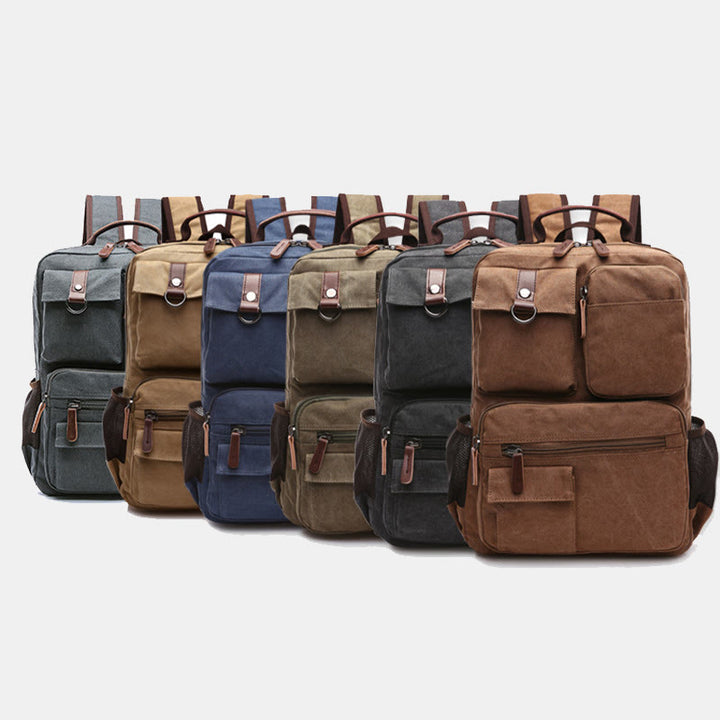 Retro-Rucksack mit mehreren Taschen, Schultasche, Büchertasche, Reise-Tagesrucksack, Laptoptasche