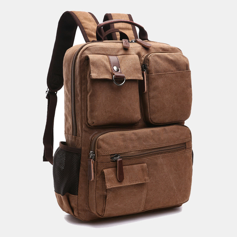 Retro-Rucksack mit mehreren Taschen, Schultasche, Büchertasche, Reise-Tagesrucksack, Laptoptasche