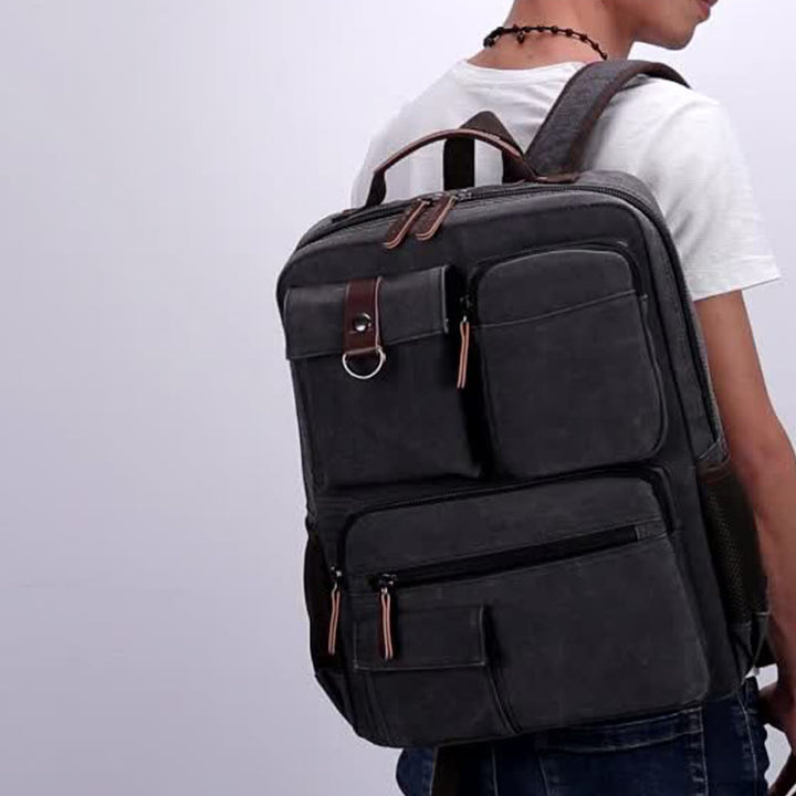 Retro-Rucksack mit mehreren Taschen, Schultasche, Büchertasche, Reise-Tagesrucksack, Laptoptasche
