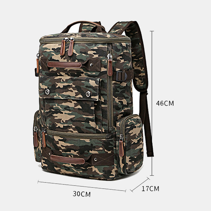 Großer Militär-Canvas-Rucksack, Reise-Tagesrucksack, Laptop-Rucksack