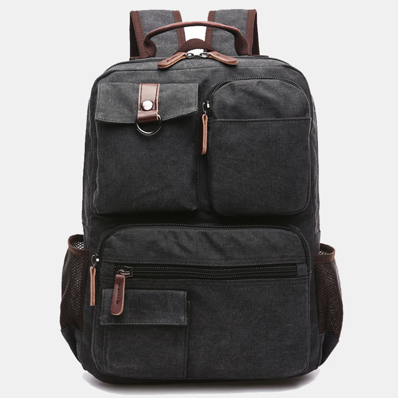 Retro-Rucksack mit mehreren Taschen, Schultasche, Büchertasche, Reise-Tagesrucksack, Laptoptasche