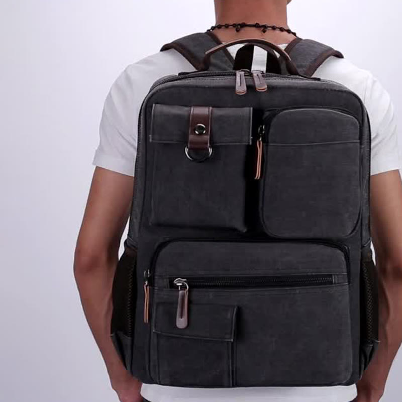 Retro-Rucksack mit mehreren Taschen, Schultasche, Büchertasche, Reise-Tagesrucksack, Laptoptasche