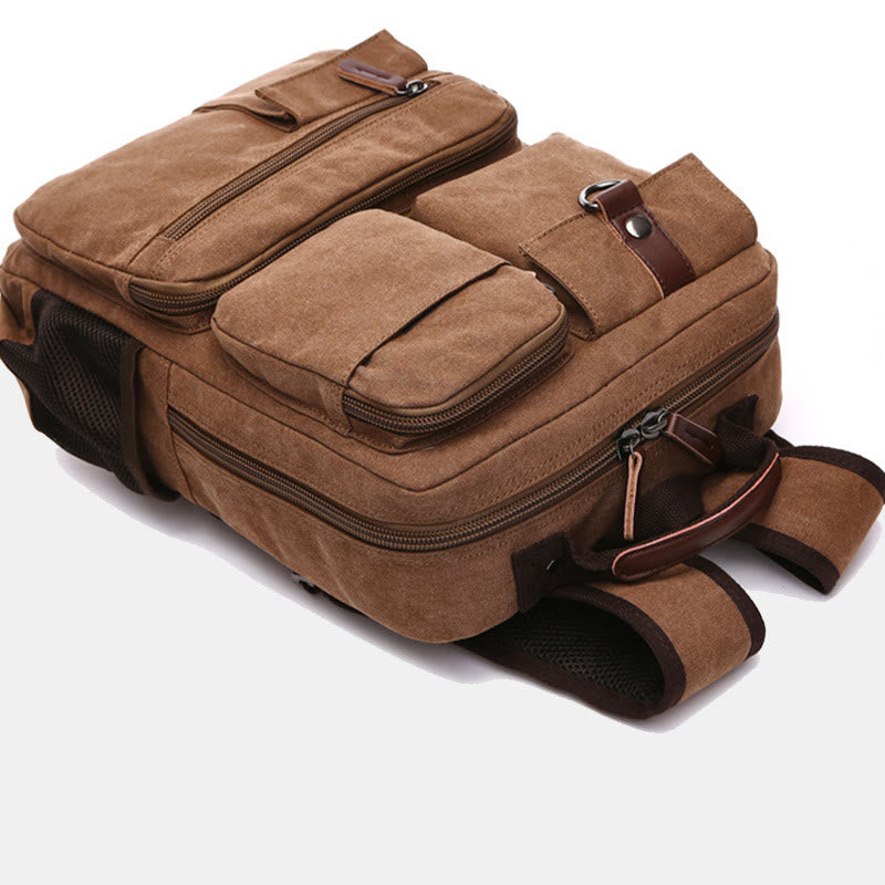 Retro-Rucksack mit mehreren Taschen, Schultasche, Büchertasche, Reise-Tagesrucksack, Laptoptasche