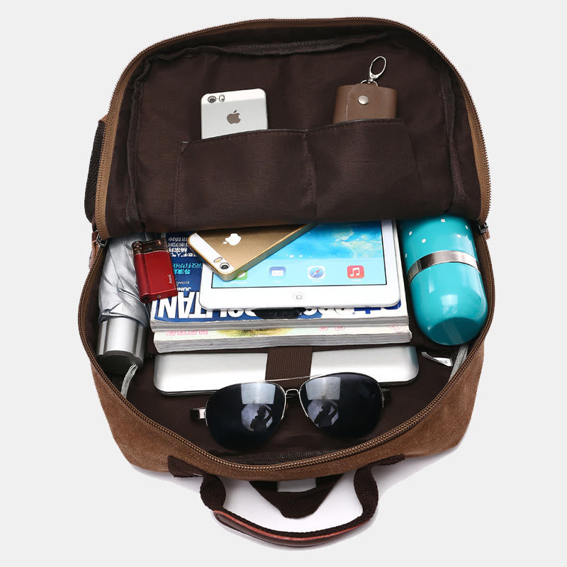 Retro-Rucksack mit mehreren Taschen, Schultasche, Büchertasche, Reise-Tagesrucksack, Laptoptasche