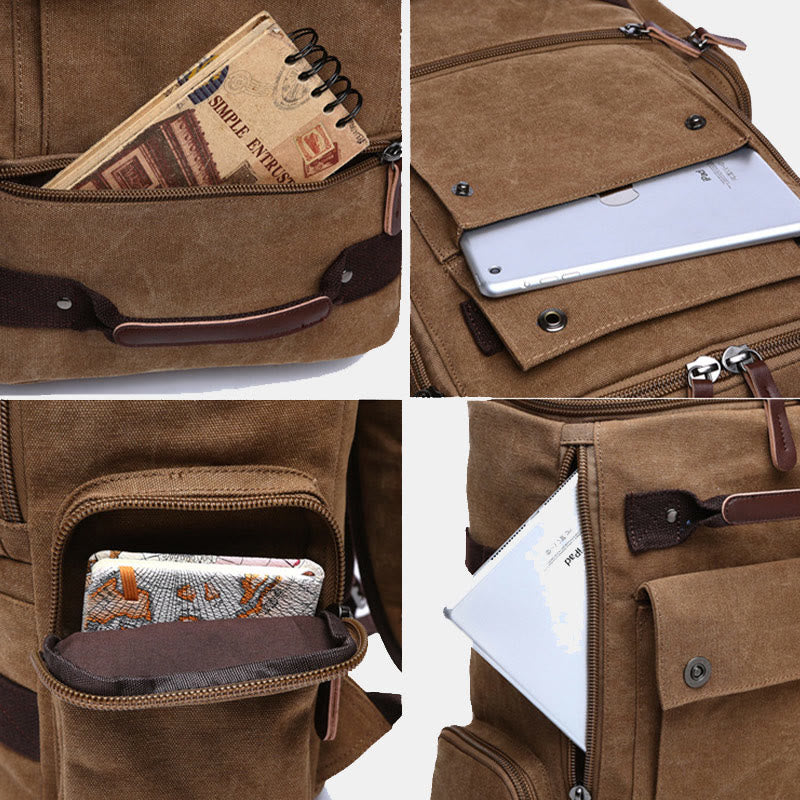 Großer Militär-Canvas-Rucksack, Reise-Tagesrucksack, Laptop-Rucksack
