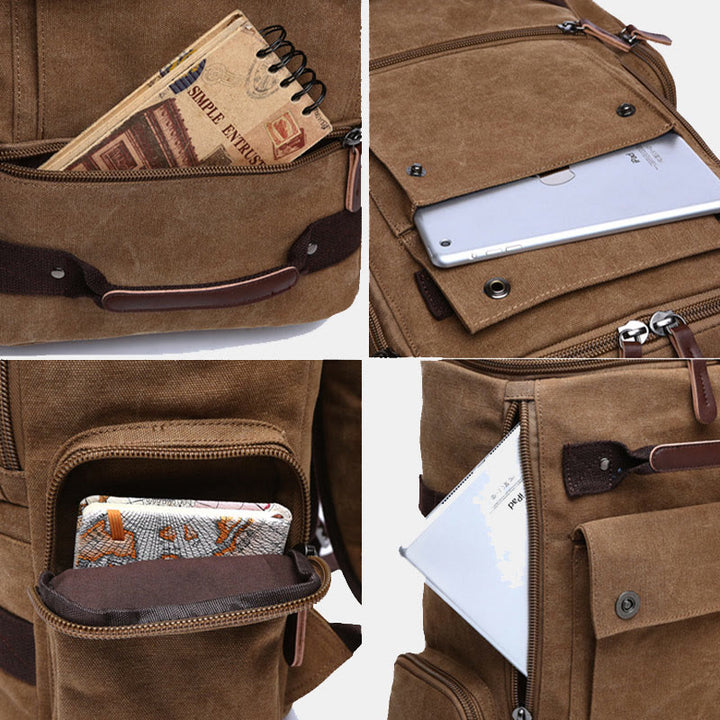 Großer Militär-Canvas-Rucksack, Reise-Tagesrucksack, Laptop-Rucksack