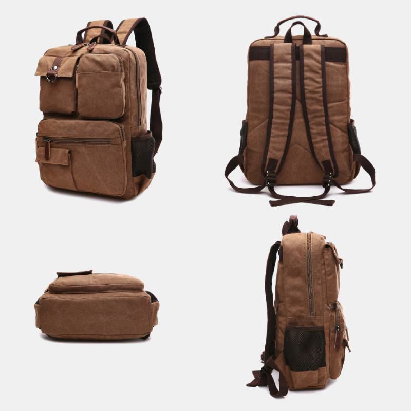 Retro-Rucksack mit mehreren Taschen, Schultasche, Büchertasche, Reise-Tagesrucksack, Laptoptasche