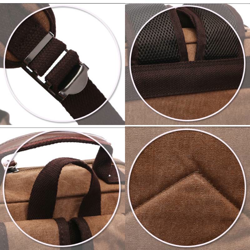 Retro-Rucksack mit mehreren Taschen, Schultasche, Büchertasche, Reise-Tagesrucksack, Laptoptasche