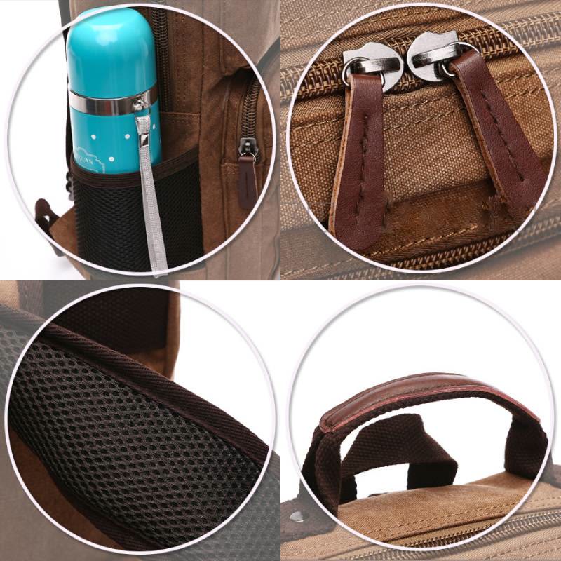 Retro-Rucksack mit mehreren Taschen, Schultasche, Büchertasche, Reise-Tagesrucksack, Laptoptasche