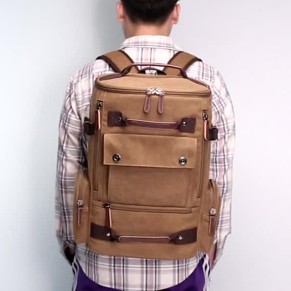 Großer Militär-Canvas-Rucksack, Reise-Tagesrucksack, Laptop-Rucksack