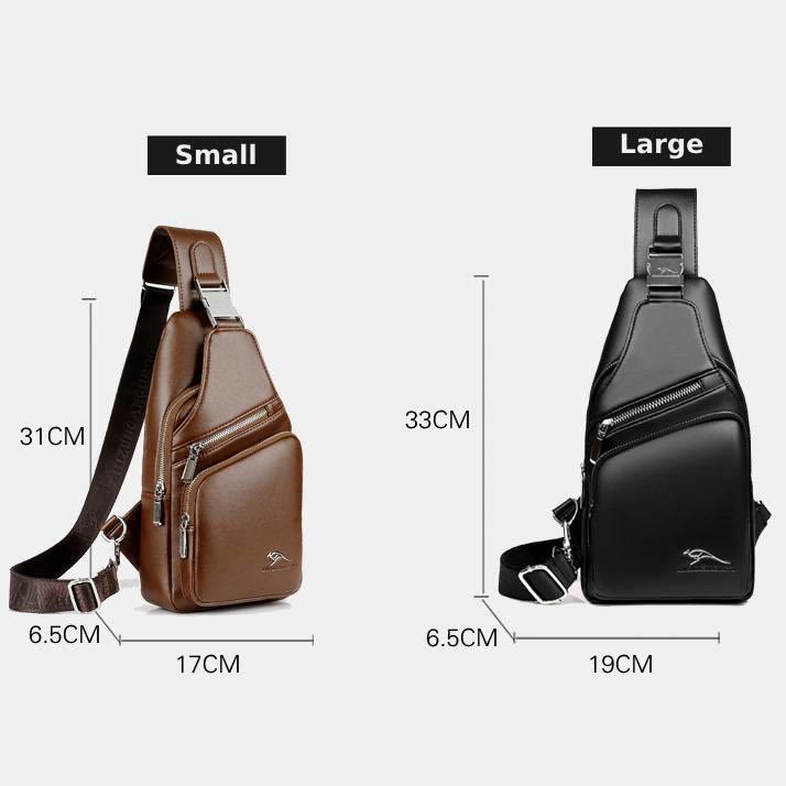 Schultertasche aus Leder mit USB-Ladeanschluss, Brusttasche für Wandern und Reisen