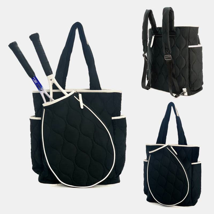 Gesteppte Tennisschläger-Umhängetasche, umwandelbarer Rucksack, Pickleball-Tasche
