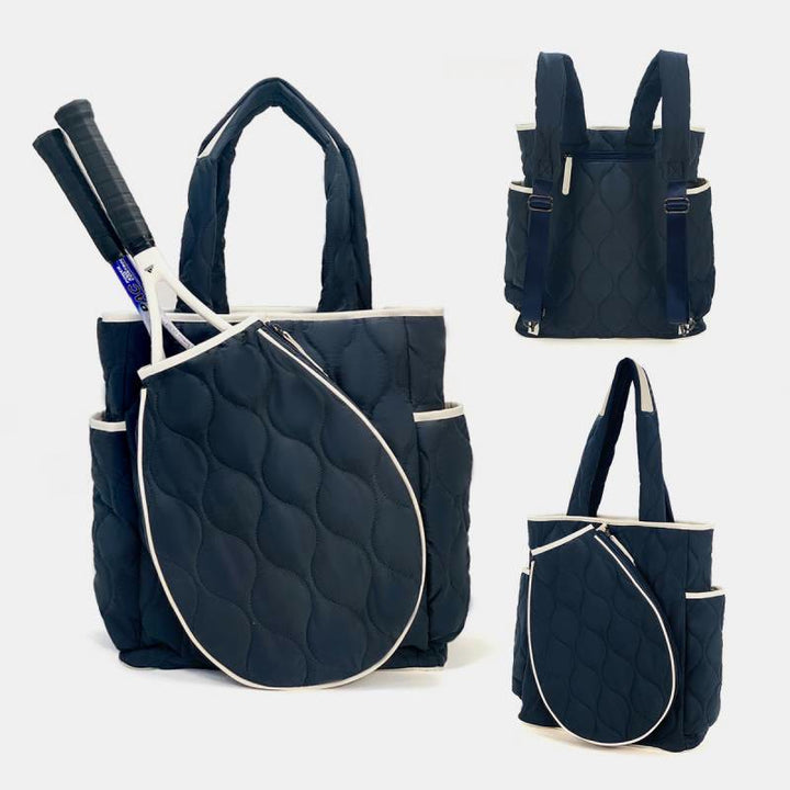 Gesteppte Tennisschläger-Umhängetasche, umwandelbarer Rucksack, Pickleball-Tasche