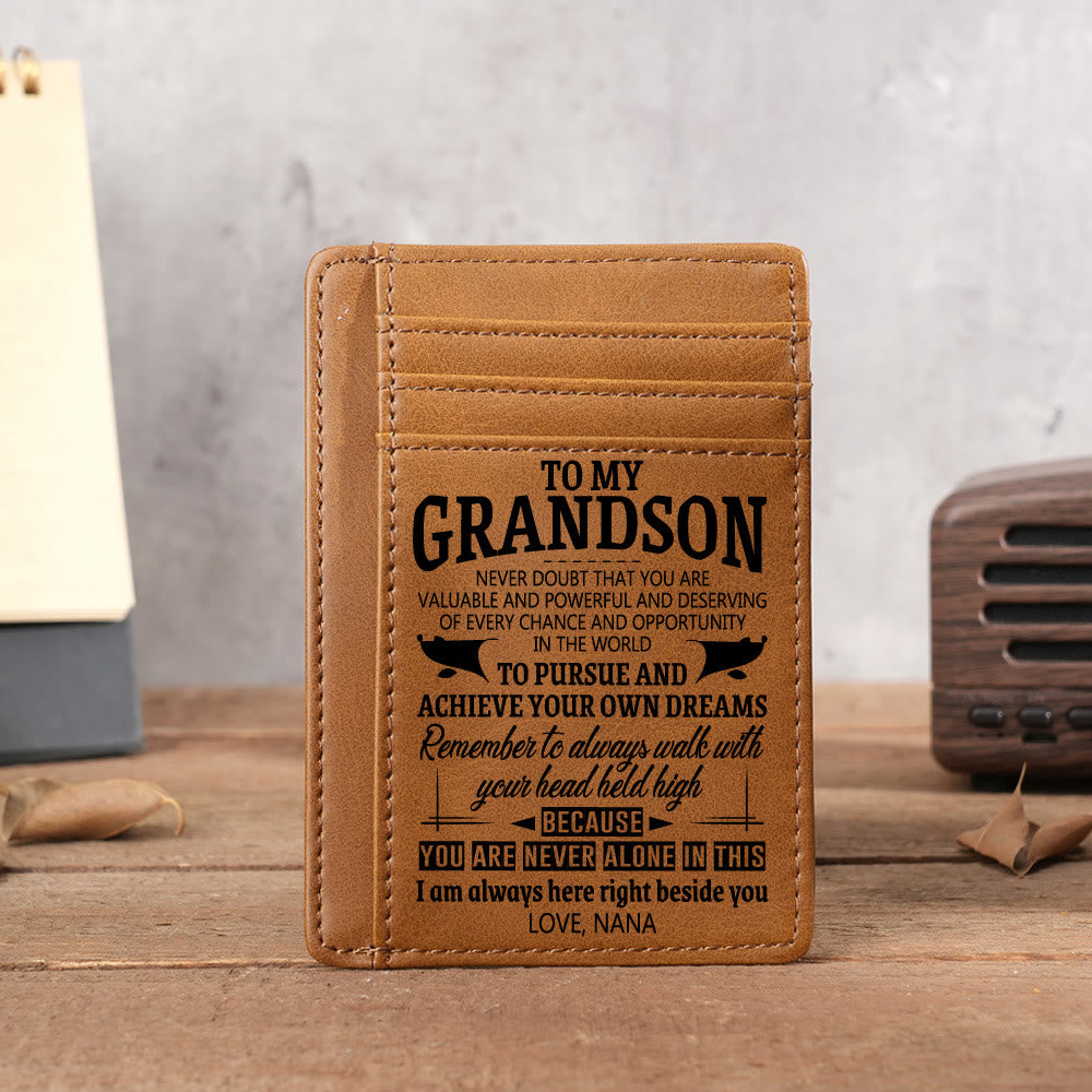 Graviertes Leder-Portemonnaie, Kartenhalter, Geschenk für Sohn, Ehemann, Enkel, Freund