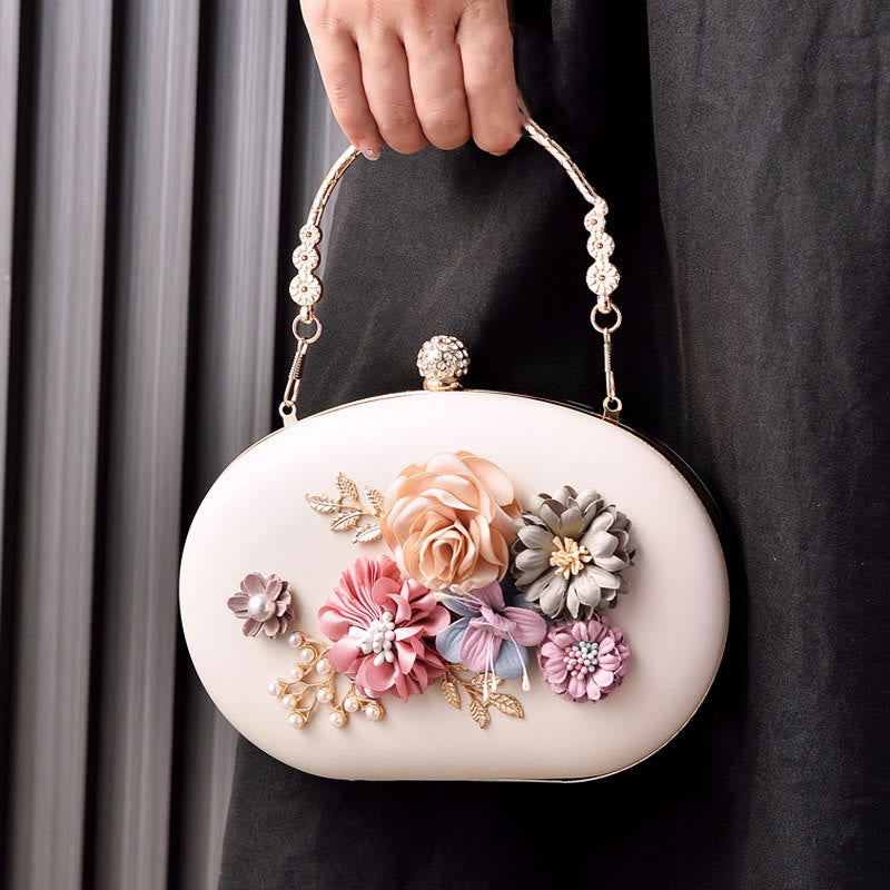 Clutch mit Blumenmuster für Damen, Abend- und Hochzeitstasche, formelle Handtasche mit Verschluss