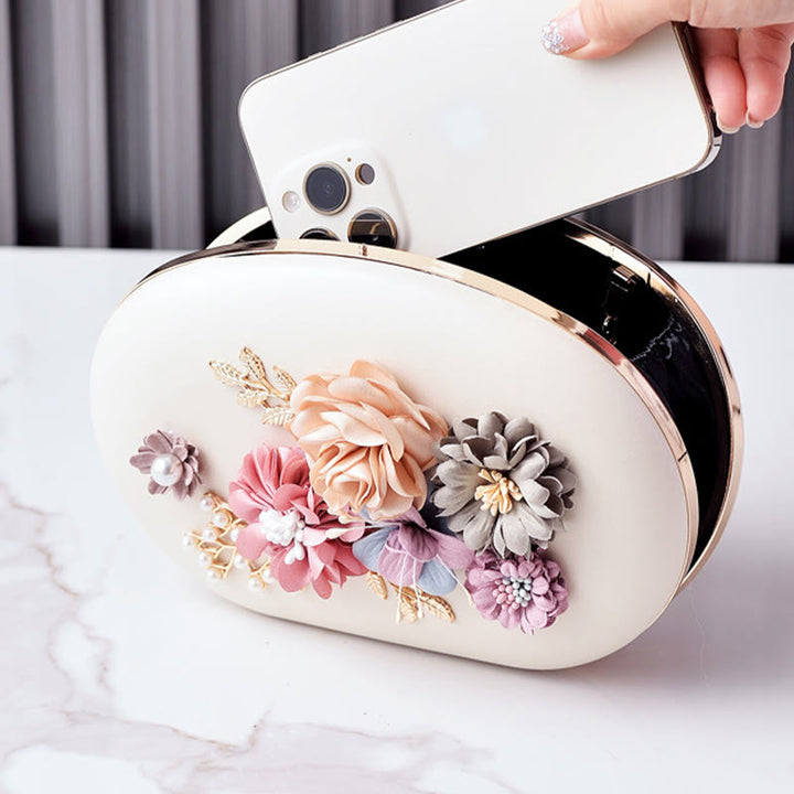 Clutch mit Blumenmuster für Damen, Abend- und Hochzeitstasche, formelle Handtasche mit Verschluss