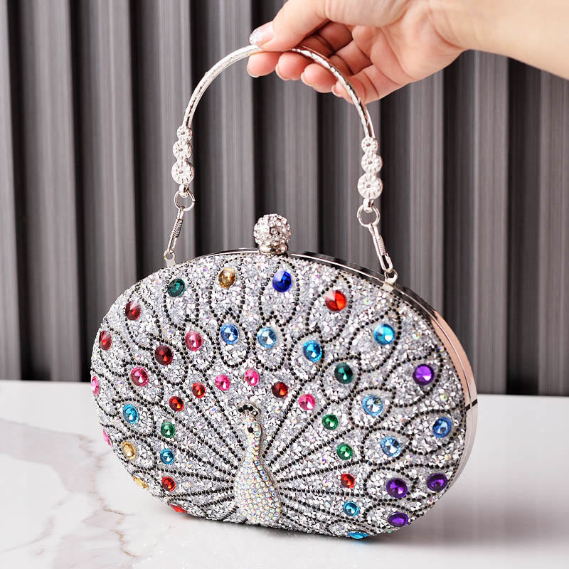 Luxus Pfau Strass Kupplung Geldbörsen Abend Tasche Hochzeit Formale Handtasche