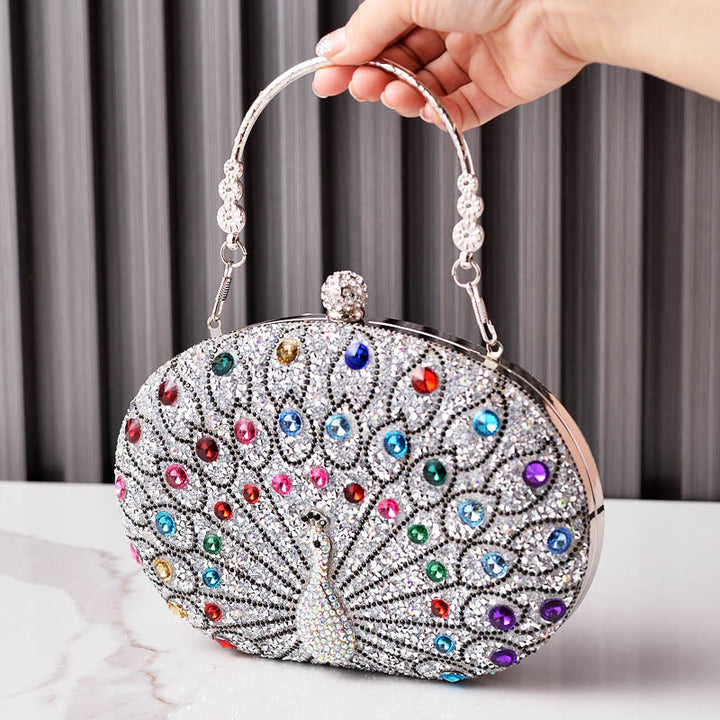 Luxus Pfau Strass Kupplung Geldbörsen Abend Tasche Hochzeit Formale Handtasche